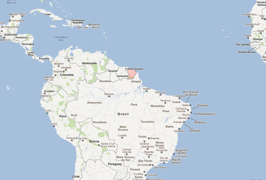 carte du Guyane Fransaise sud amerique